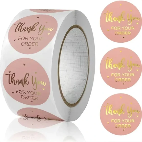 500 1” Roll Pink Thank You FOR YOUR ORDER Stickers PRICE IS FIRM - Picture 5 of 5
